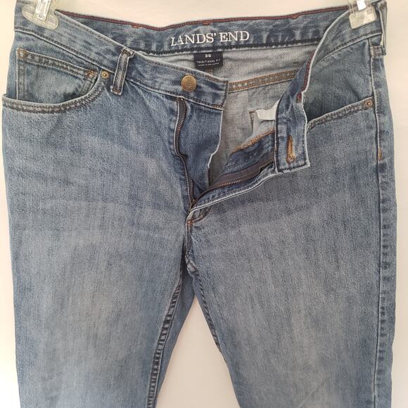 Lands' End Mens Jeans Size 36 Traditional Fit Denim Pants Straight Leg 5 Pocket - Picture 4 of 10